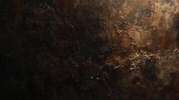 A mesmerizing close-up unveils the intricate textures and captivating hues of a distressed metal surface, a symphony of shadow and light. photo