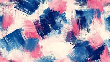 Abstract artwork featuring textured brushstrokes in a blend of pink, blue, and white on canvas, creating a dynamic visual expression. photo