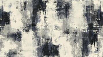 Abstract painting with gray, black, and white brushstrokes, creating a textured and modern artistic expression, resembling a cityscape. photo