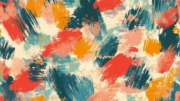 Vibrant and bold brushstrokes create a dynamic, abstract painting. The textured canvas showcases various colors in a layered and energetic display. photo