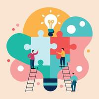 problem-solving concept light bulb made of puzzle pieces vector