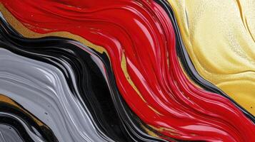 Abstract Swirling Red Gold Black Grey Paint photo