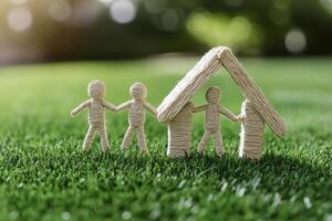 Protecting Family A Symbolic Representation of Home, Security, and Love Explore the concepts of togetherness, care, and shelter in this heartwarming image Discover the importance of family bonds photo