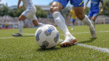 Action-Packed Soccer Match Capturing the Intensity of the Game Experience the Thrill of Football with a Focus on Speed, Precision, and Teamwork Witness the Dynamic Movement and Strategic Plays in photo