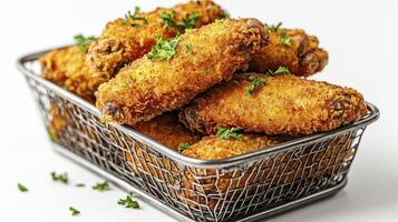 Delicious Fried Chicken Wings Photography A Culinary Delight Explore the crispy texture and savory flavors of these golden-brown chicken wings, perfect for food enthusiasts and cooking lovers Dive photo