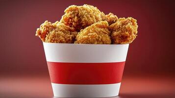 Crispy, golden, and irresistibly delicious fried chicken awaits Indulge in the perfect blend of savory spices and juicy tenderness with every bite This iconic bucket of joy is the ultimate comfort photo