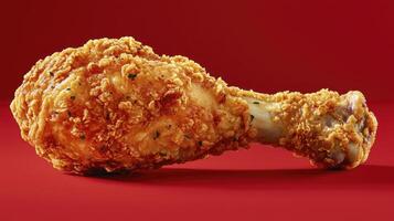 Crispy Fried Chicken Leg Close-Up Indulge in the delectable delight of golden-brown perfection, capturing the irresistible texture and savory aroma of this classic comfort food A culinary photo