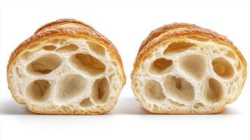 Captivating Cross-Section of a Delicious Croissant A Gastronomic Journey into Flaky Layers and Buttery Perfection Explore the intricate details of this classic pastry, revealing its airy interior and photo