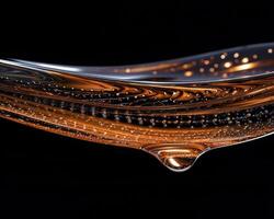 Captivating Liquid Art A Stunning Close-Up of Flowing Water and Abstract Liquid Motion, Showcasing Golden Reflections and Intricate Patterns This mesmerizing Image Explores the Beauty of Fluid photo