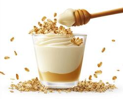 Delicious and Nutritious Breakfast Parfait with Yogurt, Honey, and Granola A High-Quality Image Showcasing a Healthy and Balanced Meal Option, Perfect for Promoting Wellness, Breakfast Recipes, and photo