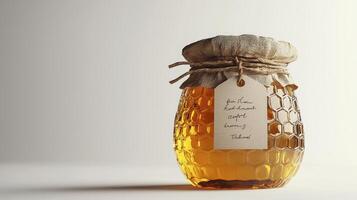 Golden Honey Jar Still Life Photography Capturing the Sweetness of Nature with Warm Tones and Textural Details, A Close-Up Shot Showcasing the Viscosity and Richness of Organic Honey, Perfect for photo