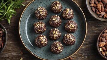 Indulge in the rich flavors of these decadent chocolate energy bites, a healthy and delicious snack option for any time of day Crafted with wholesome ingredients like dates, nuts, and cocoa, these photo
