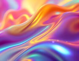 Abstract Fluid Wave Background with Vibrant Iridescent Color Flow photo