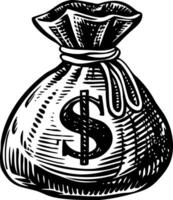 Money bag with a dollar sign, vintage style illustration vector