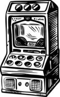 Vintage illustration depicting an arcade game machine vector