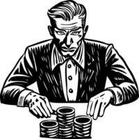 A vintage style illustration of a gambling player vector