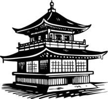 Golden pavilion building illustration in vintage style vector