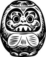 A vintage style illustration of daruma doll vector