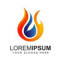 Dynamic Fire and Water Logo with Gradient Color Concept vector