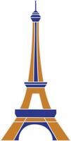 Illustration of Eiffel tower in blue and orange color on white background. vector