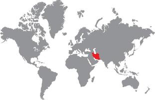 Iran highlighted in red on grey world map, illustration for political and travel use vector