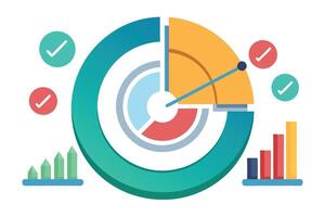 Colorful Data Visualization with Pie Charts and Growth Charts vector