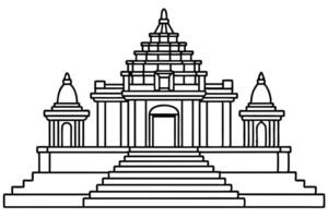 Detailed line drawing of an ancient temple. vector