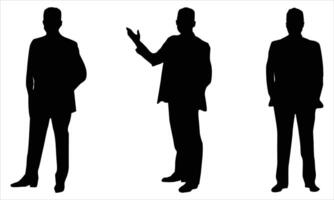 Man standing in different poses.man silhouette icon set vector