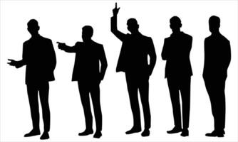 Man standing in different poses.man silhouette set vector