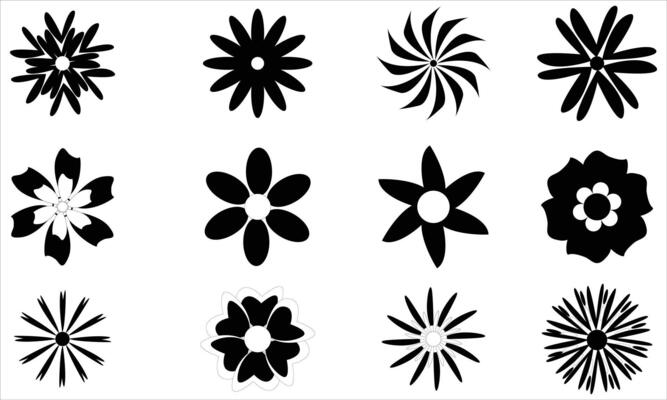 Flower icon set. Flowers elements collection