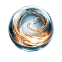 Abstract swirl of blue and gold creating a dynamic circular pattern png