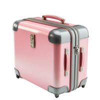 Pink and gray hardshell suitcase with wheels and a handle png