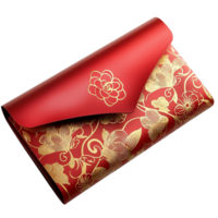 Red envelope with gold floral patterns and a design png