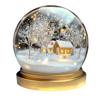 Snow globe with a cozy cabin in a snowy winter scene png