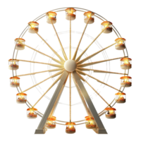 Golden Ferris wheel with illuminated cabins and a festive ambiance png