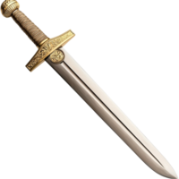 medieval sword with a golden hilt and sharp blade png