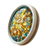 and vibrant stained glass window with a golden geometric pattern png