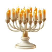 Glorious golden menorah with multiple candles casting a warm and peaceful glow png