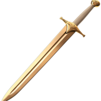 Majestic golden sword with a sharp gleaming blade and an ornate hilt png