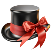 black top hat with a wide red satin ribbon and an bow png