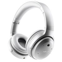 Sleek white noise cancelling headphones with a design png