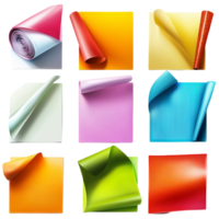 Collection of colorful wrapping papers with vibrant glossy textures png