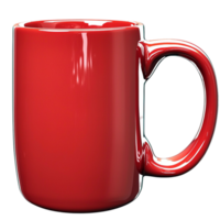 red coffee mug with a glossy surface and a handle png