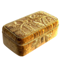 golden engraved rectangular storage box with intricate patterns png