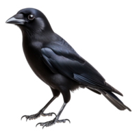 Realistic Black Bird with Glossy Feathers and Sharp Beak png