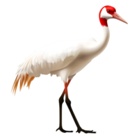 Elegant Crane Standing Gracefully with Red Crown on Head png