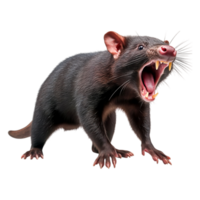 Fierce Tasmanian Devil Roaring with Open Mouth in Natural Setting png