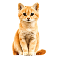 Cute orange kitten with bright eyes sitting and looking forward png