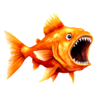 Vibrant Cartoon Goldfish with Exaggerated Features and Open Mouth png