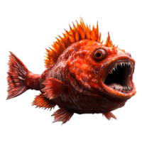 Vibrant Orange Sea Fish with Spiky Fin and Sharp Teeth png